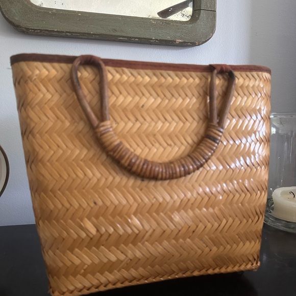 Esprit Handbags - Elegant Tan Woven Tote Bag